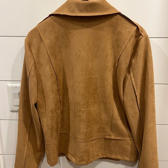 Women's Suede Jacket Size Medium Tan Beige Brown - Picture 2 of 9